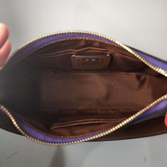 NWT Coach CA176 Teri Shoulder Bag Rainbow Signature Canvas Leather Khaki Multi - Picture 6 of 8